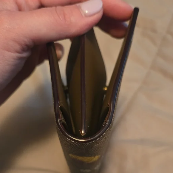 COACH Brown Signature Floral Continental Wallet with Orange & Yellow Blooms - Picture 7 of 14